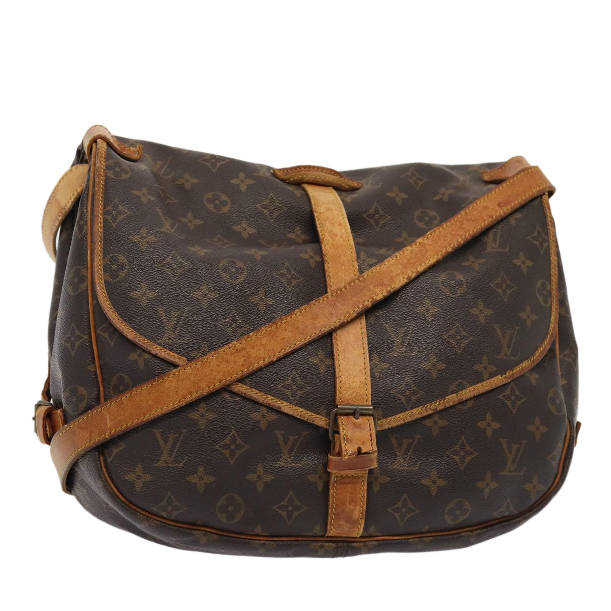 LOUIS VUITTON Monogram Saumur 35 Shoulder Bag M42254 LV Auth bs16798