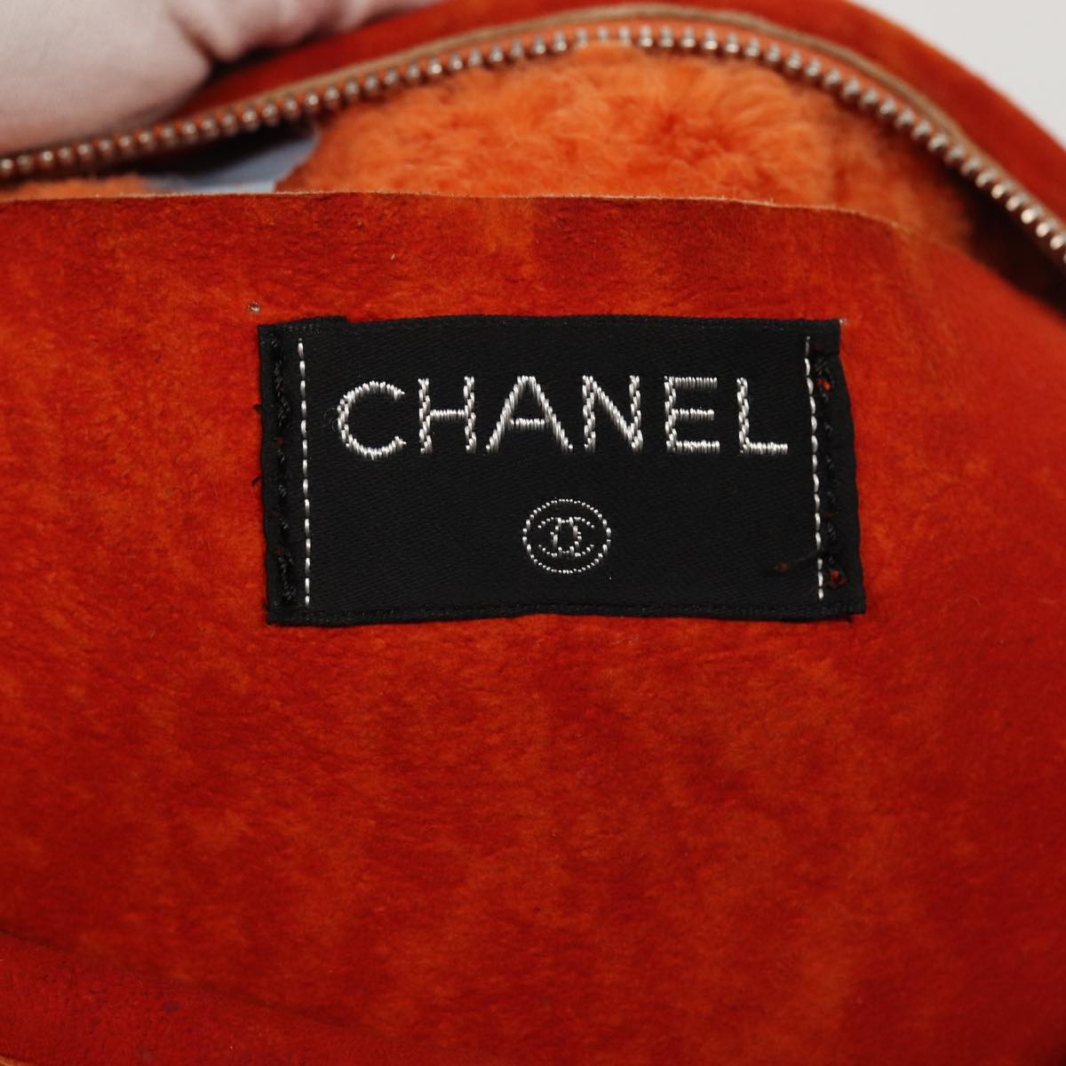 CHANEL Shoulder Bag Mouton Orange Silver CC Auth bs16813