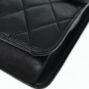 CHANEL Matelasse Chain Shoulder Bag Lamb Skin Black Gold CC Auth bs16822-14