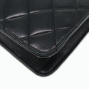 CHANEL Matelasse Chain Shoulder Bag Lamb Skin Black Gold CC Auth bs16822-16