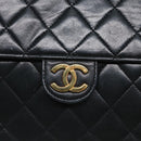 CHANEL Matelasse Chain Shoulder Bag Lamb Skin Black Gold CC Auth bs16822-18