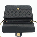 CHANEL Matelasse Chain Shoulder Bag Lamb Skin Black Gold CC Auth bs16822-19