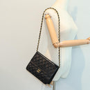 CHANEL Matelasse Chain Shoulder Bag Lamb Skin Black Gold CC Auth bs16822-24
