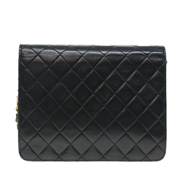 CHANEL Matelasse Chain Shoulder Bag Lamb Skin Black Gold CC Auth bs16822 - 0