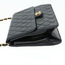CHANEL Matelasse Chain Shoulder Bag Lamb Skin Black Gold CC Auth bs16822-4