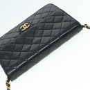 CHANEL Matelasse Chain Shoulder Bag Lamb Skin Black Gold CC Auth bs16822-6