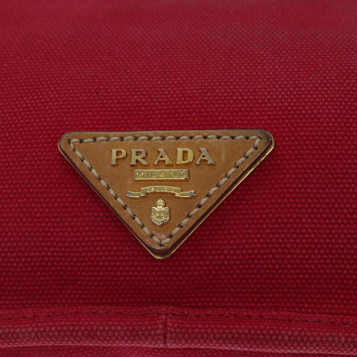 PRADA Shoulder Bag Canvas Red Auth bs16823