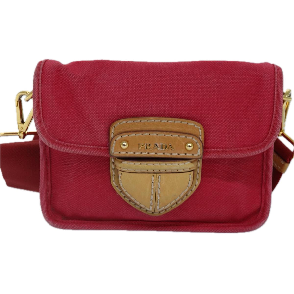 PRADA Shoulder Bag Canvas Red Auth bs16823 - 0