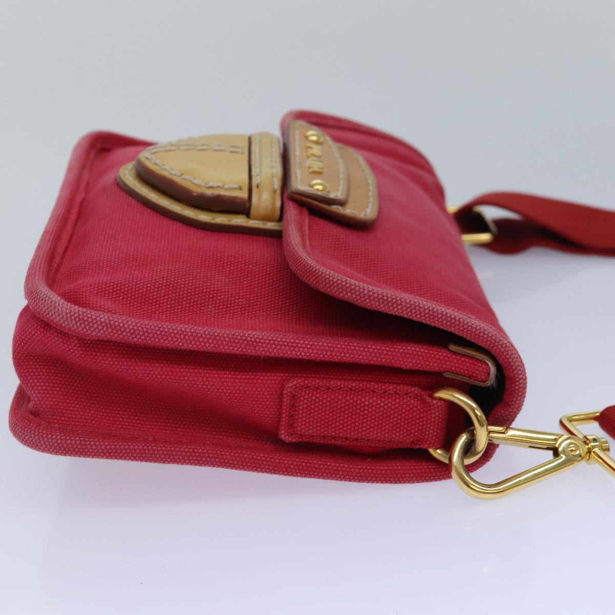 PRADA Shoulder Bag Canvas Red Auth bs16823