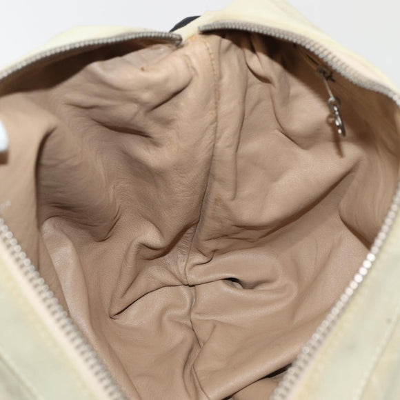 CHANEL Matelasse Shoulder Bag Suede nylon Beige Black Silver CC Auth bs16824