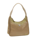 PRADA Hand Bag Nylon Beige Auth bs16825-1