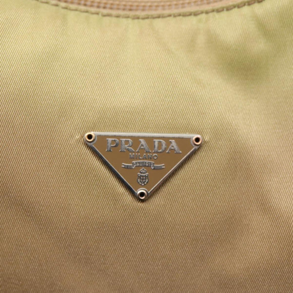 PRADA Hand Bag Nylon Beige Auth bs16825