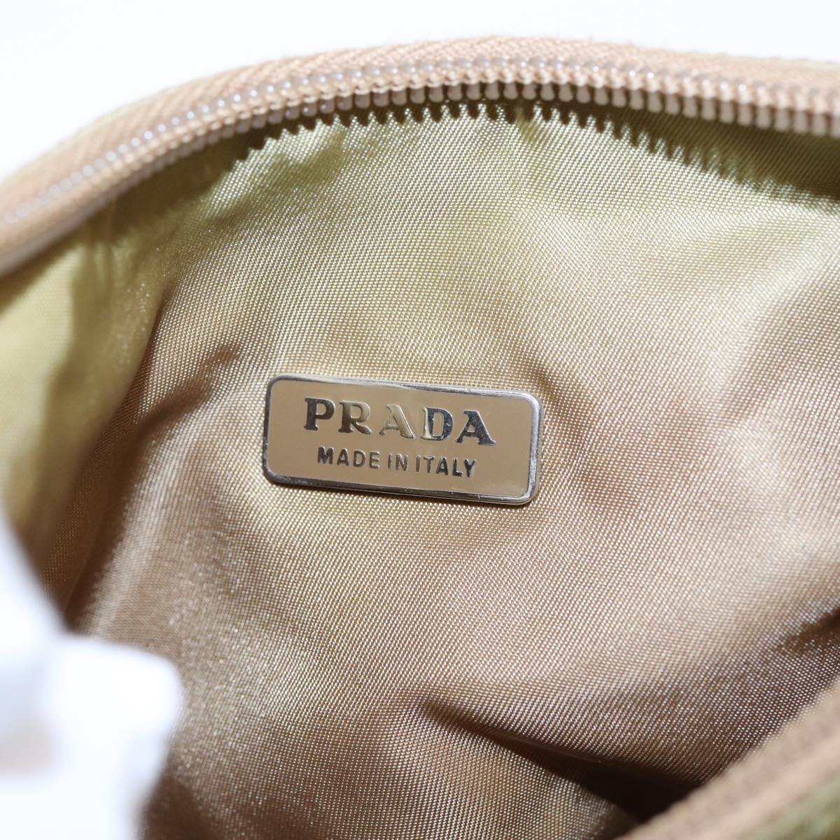 PRADA Hand Bag Nylon Beige Auth bs16825