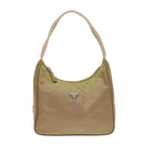 PRADA Hand Bag Nylon Beige Auth bs16825-13