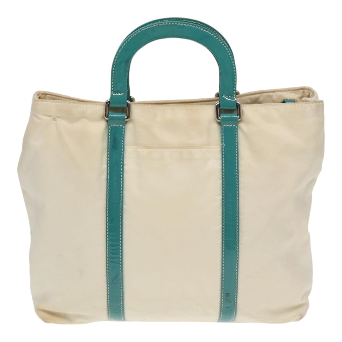 PRADA Hand Bag Nylon 2way White Turquoise Blue Auth bs16826 - 0