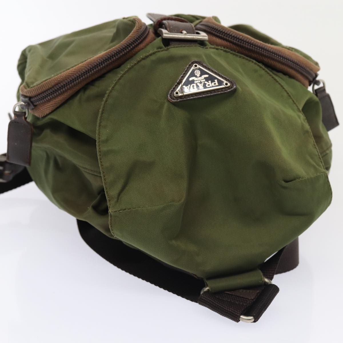 PRADA Backpack Nylon Khaki Auth bs16830