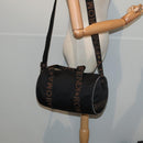 FENDI Hand Bag Canvas 2way Black Brown Auth bs16831-26