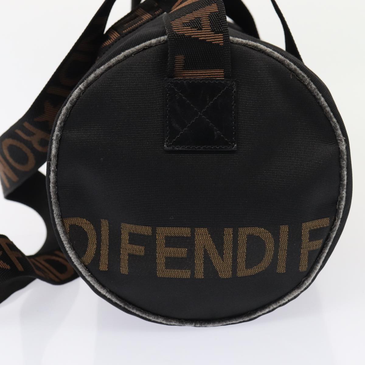 FENDI Hand Bag Canvas 2way Black Brown Auth bs16831