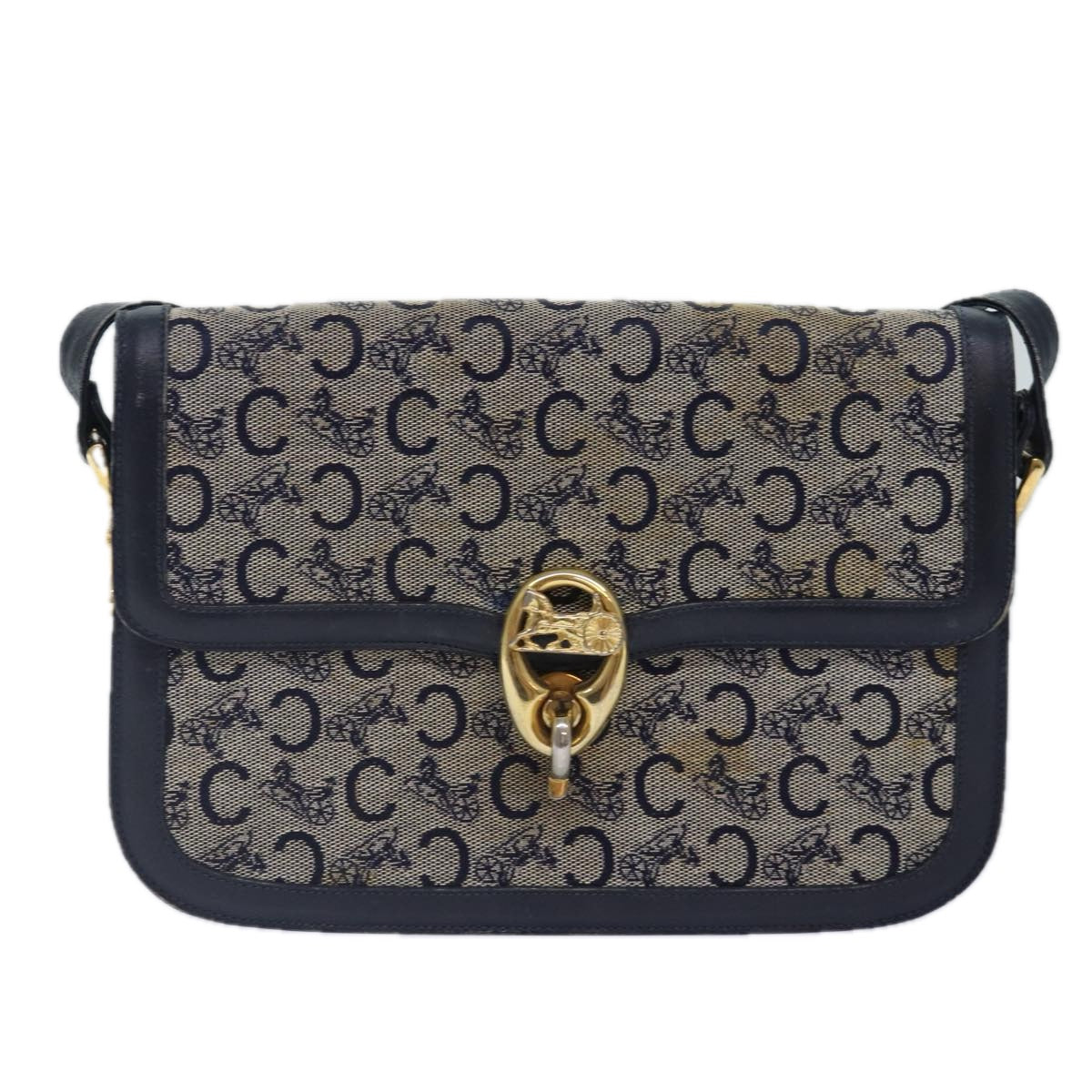 CELINE C saluki Shoulder Bag Navy Auth bs16835