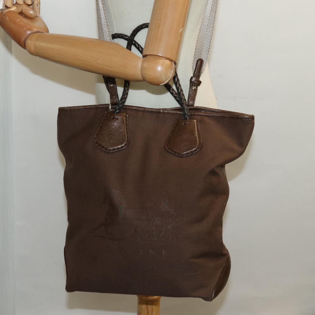 CELINE Tote Bag Canvas 2way Brown Auth bs16837