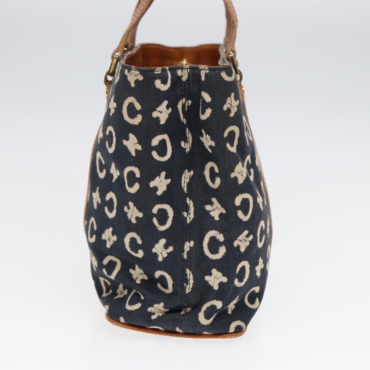 CELINE C Macadam Canvas Hand Bag Navy Auth bs16852