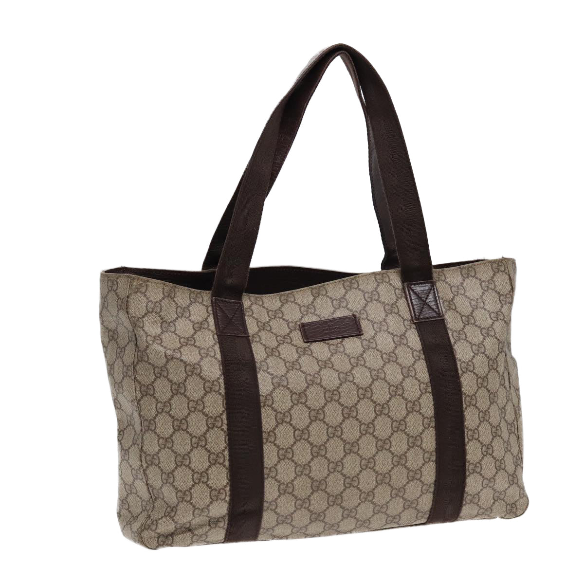 GUCCI GG Canvas Tote Bag Coated Canvas Beige Auth bs16862