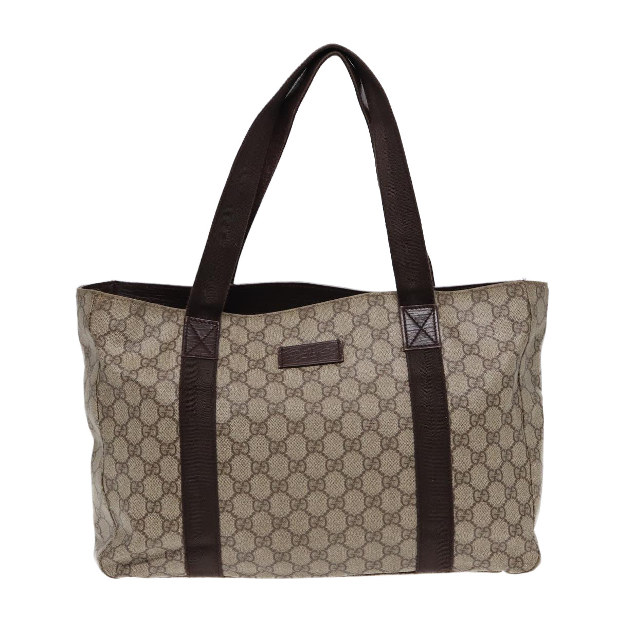 GUCCI GG Canvas Tote Bag Coated Canvas Beige Auth bs16862