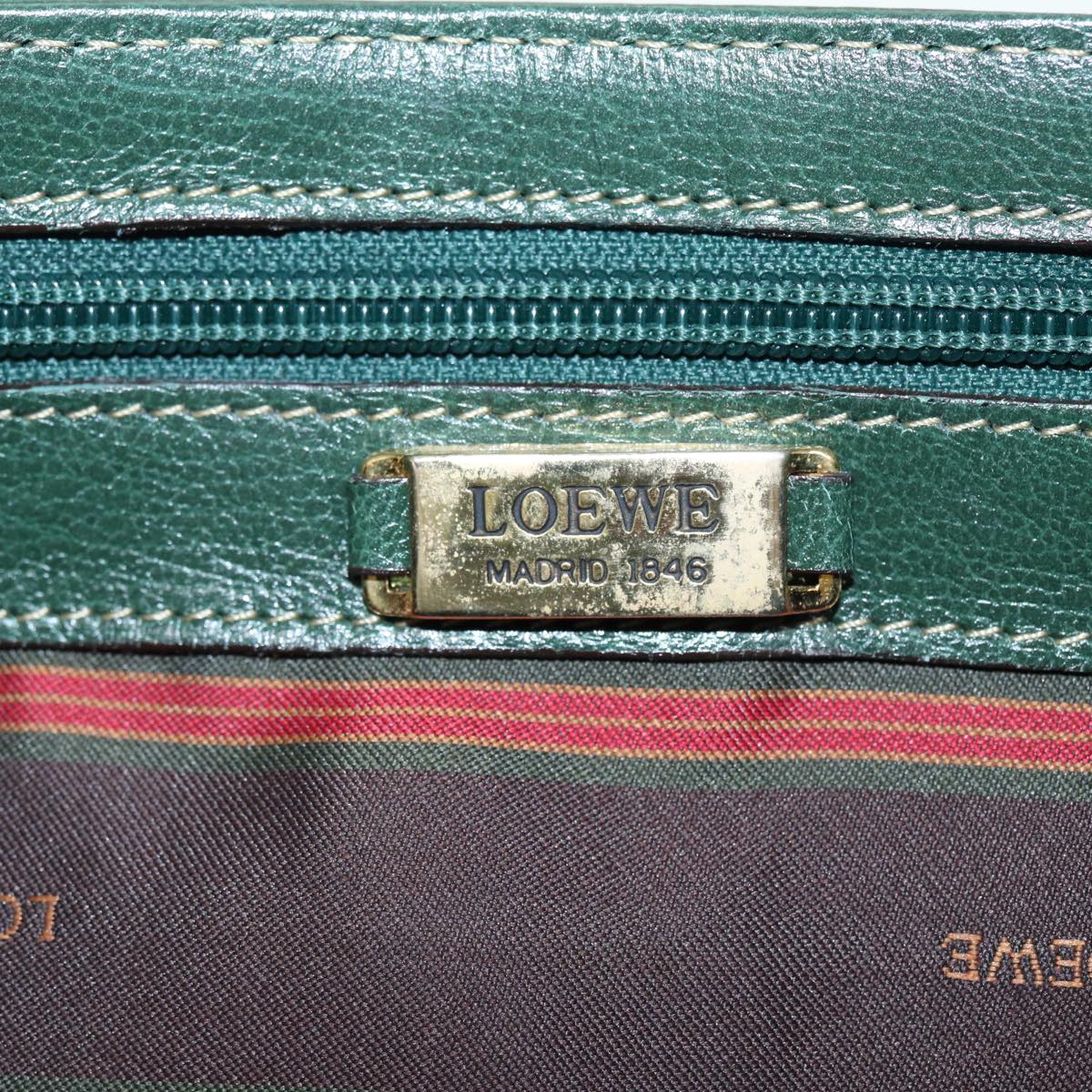 LOEWE Velazquez Hand Bag Leather Green Gold Auth bs16868