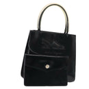 Salvatore Ferragamo Hand Bag Enamel Black Gold Auth bs16870-1
