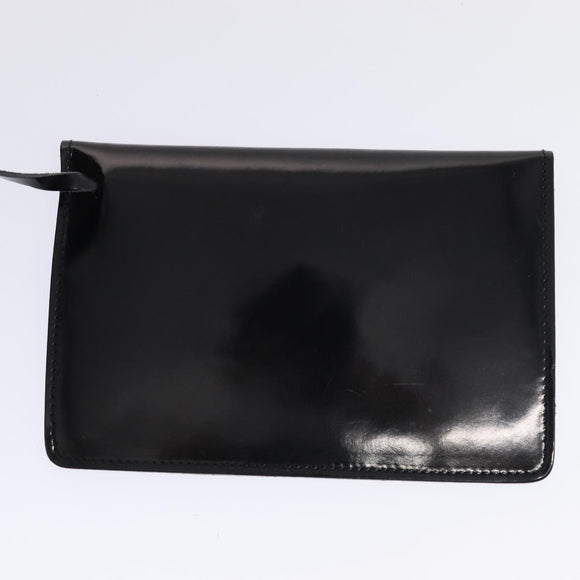 Salvatore Ferragamo Hand Bag Enamel Black Gold Auth bs16870