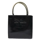Salvatore Ferragamo Hand Bag Enamel Black Gold Auth bs16870-2