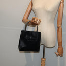 Salvatore Ferragamo Hand Bag Enamel Black Gold Auth bs16870-22