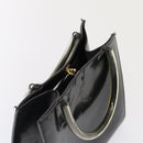 Salvatore Ferragamo Hand Bag Enamel Black Gold Auth bs16870-6