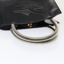 Salvatore Ferragamo Hand Bag Enamel Black Gold Auth bs16870-7
