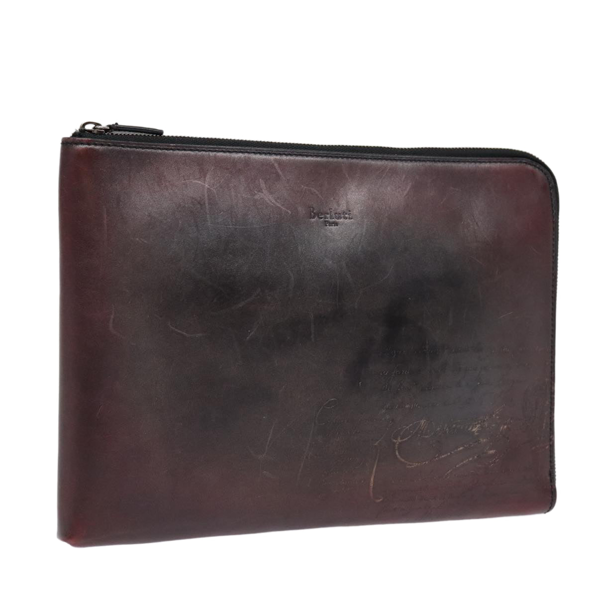 Berluti Clutch Bag Leather Brown Auth bs16872