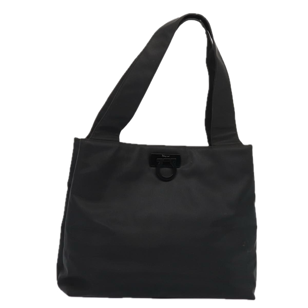 Salvatore Ferragamo Gancini Tote Bag Nylon Black Auth bs16874