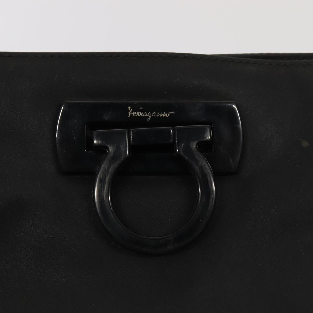 Salvatore Ferragamo Gancini Tote Bag Nylon Black Auth bs16874