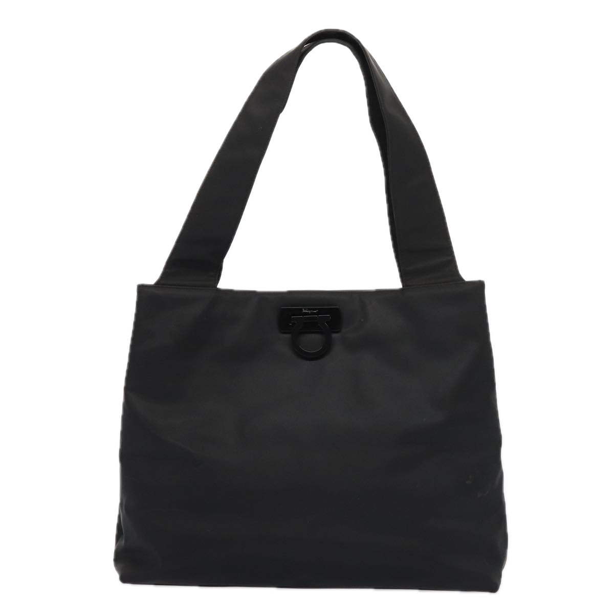 Salvatore Ferragamo Gancini Tote Bag Nylon Black Auth bs16874