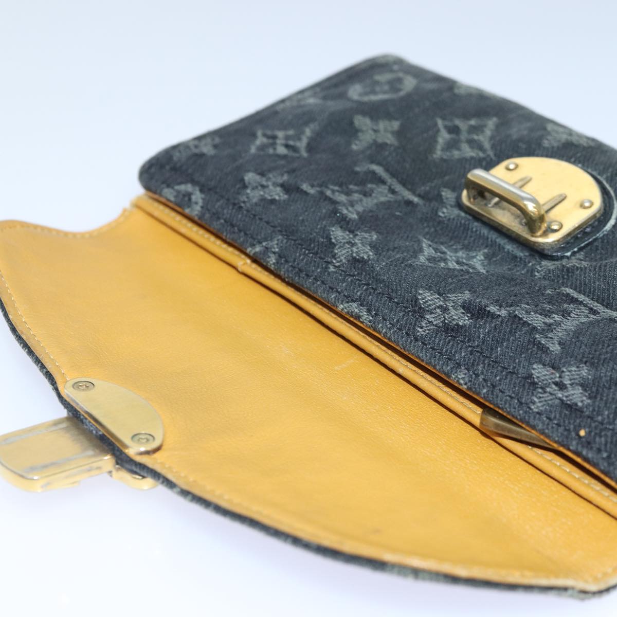 LOUIS VUITTON Denim Portefeuille Amelia Long Wallet Black M95512 LV Auth bs16880