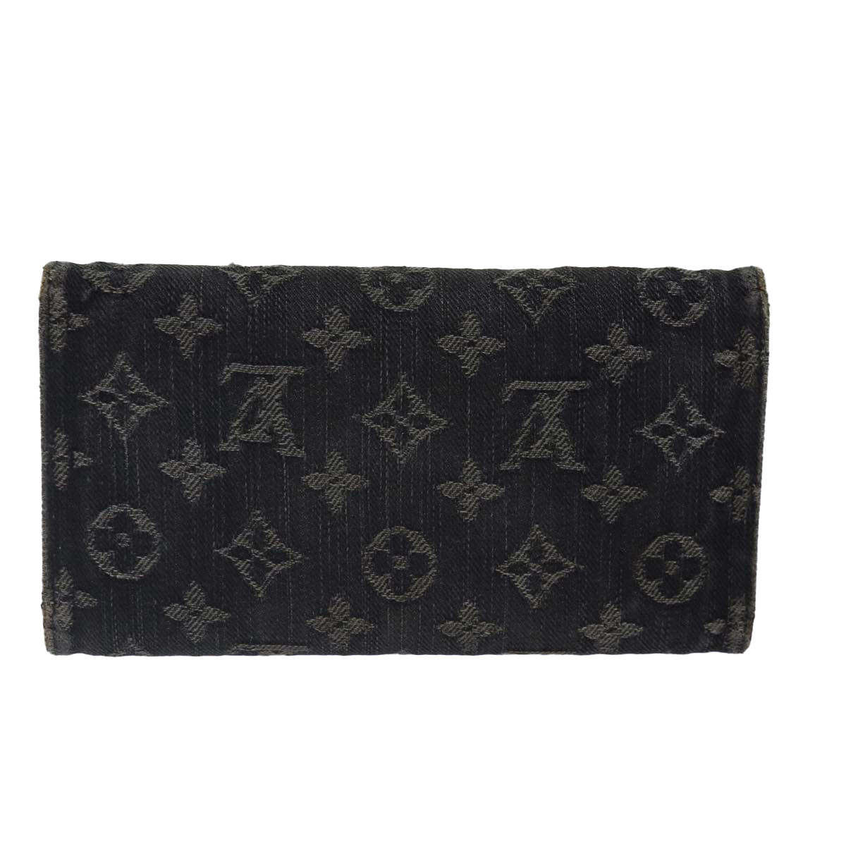 LOUIS VUITTON Denim Portefeuille Amelia Long Wallet Black M95512 LV Auth bs16880 - 0