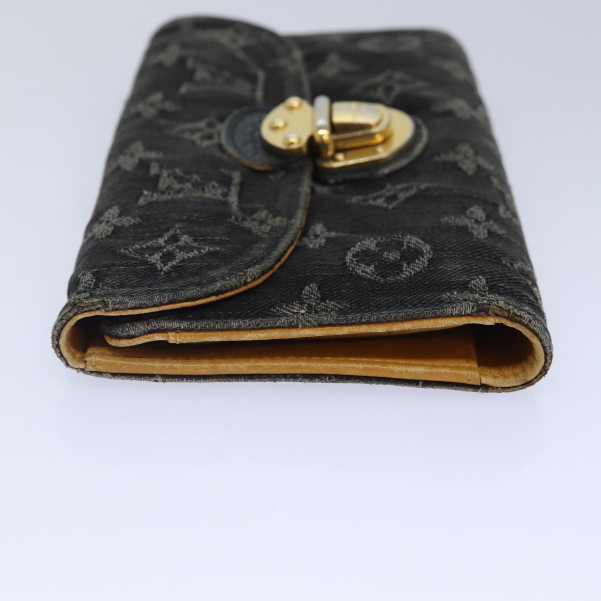 LOUIS VUITTON Denim Portefeuille Amelia Long Wallet Black M95512 LV Auth bs16880