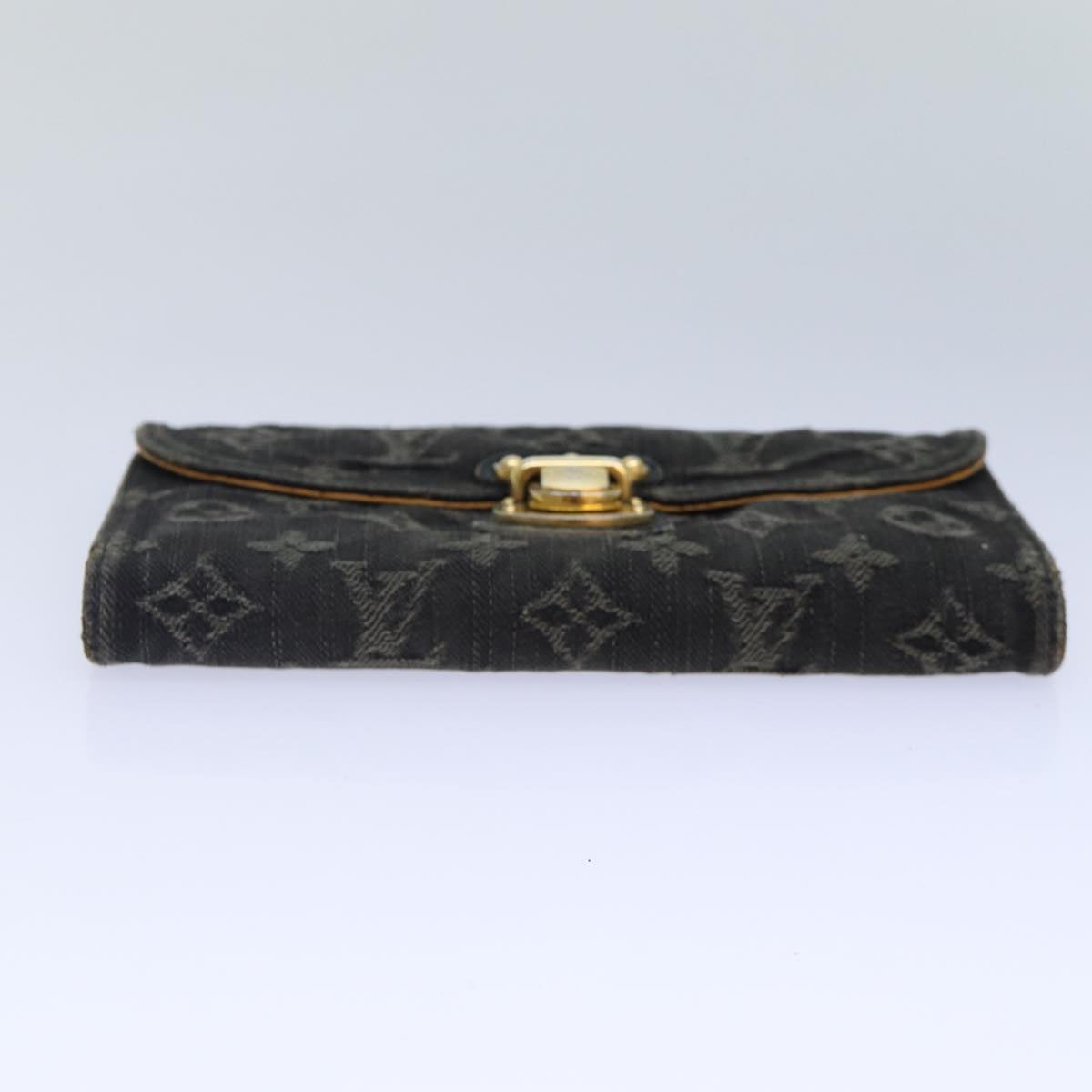 LOUIS VUITTON Denim Portefeuille Amelia Long Wallet Black M95512 LV Auth bs16880