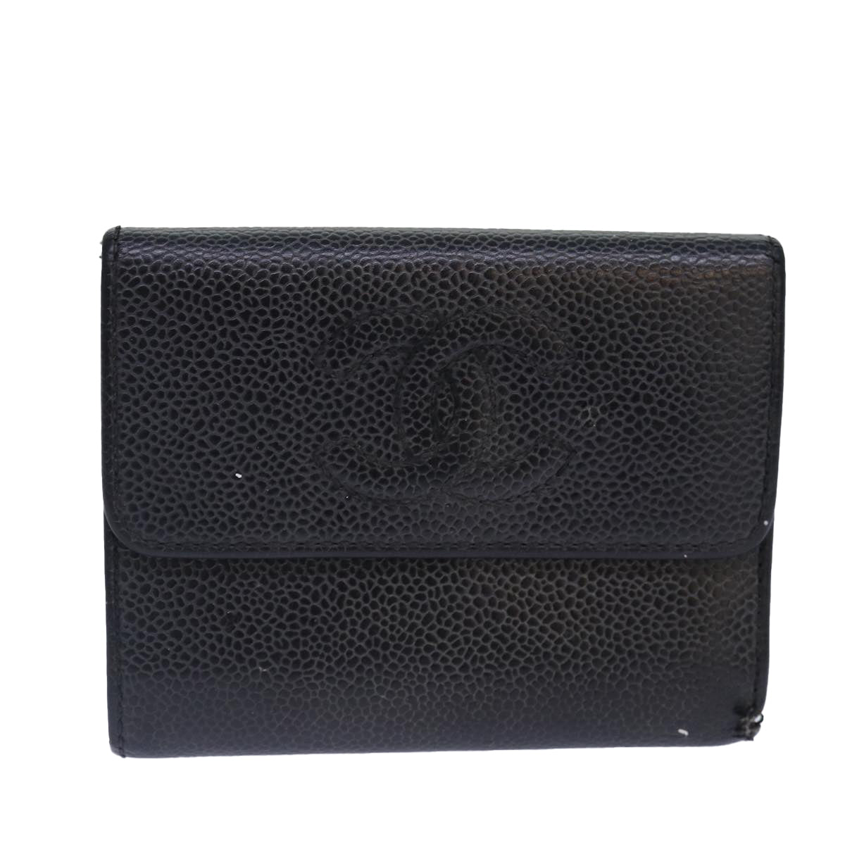 CHANEL COCO Mark Wallet Caviar Skin Black CC Auth bs16881 - 0