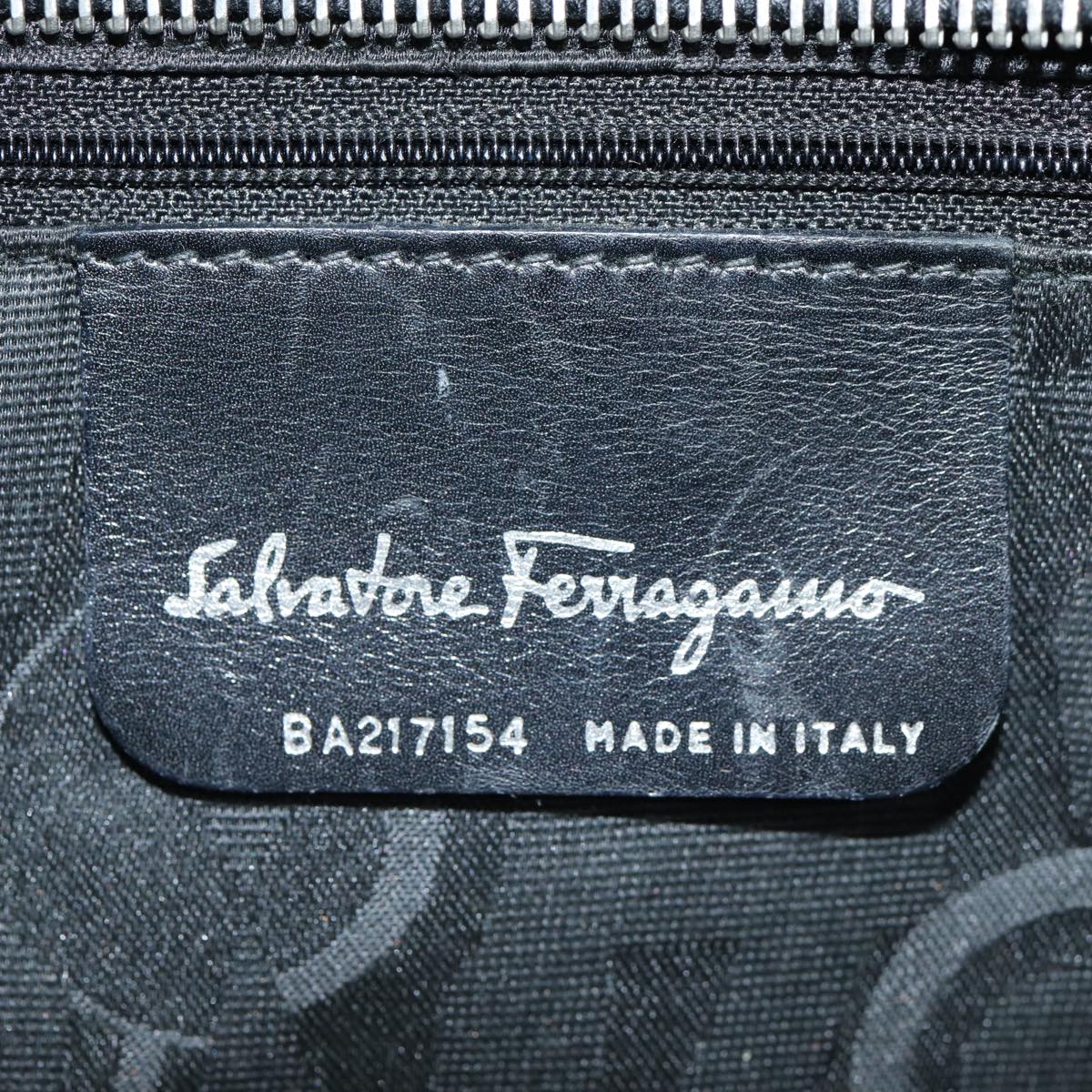 Salvatore Ferragamo Tote Bag Leather Black Auth bs16892