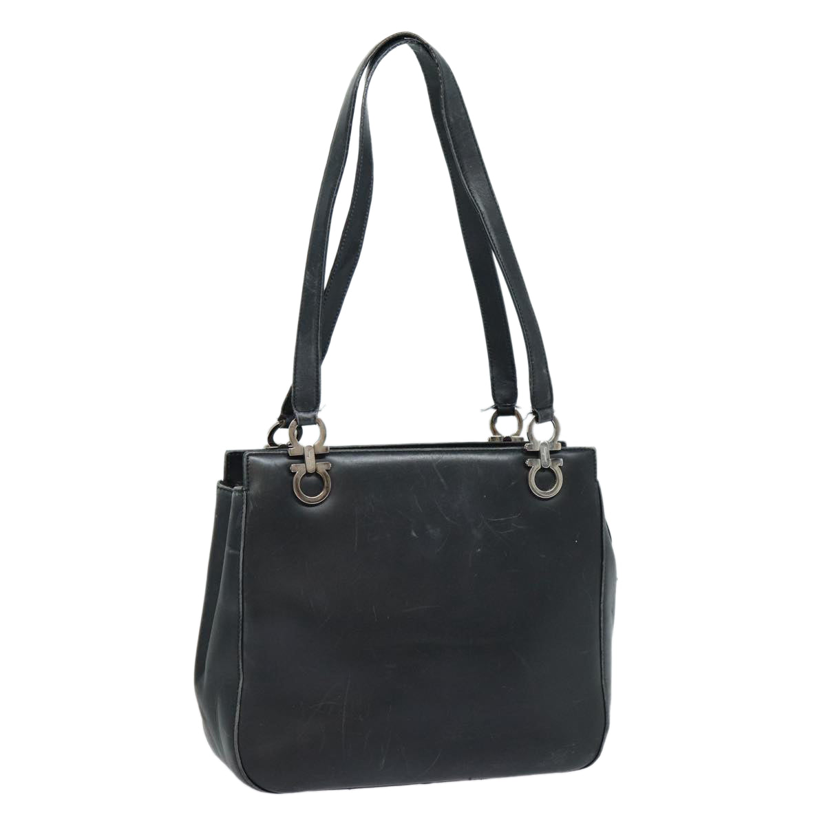 Salvatore Ferragamo Tote Bag Leather Black Auth bs16892