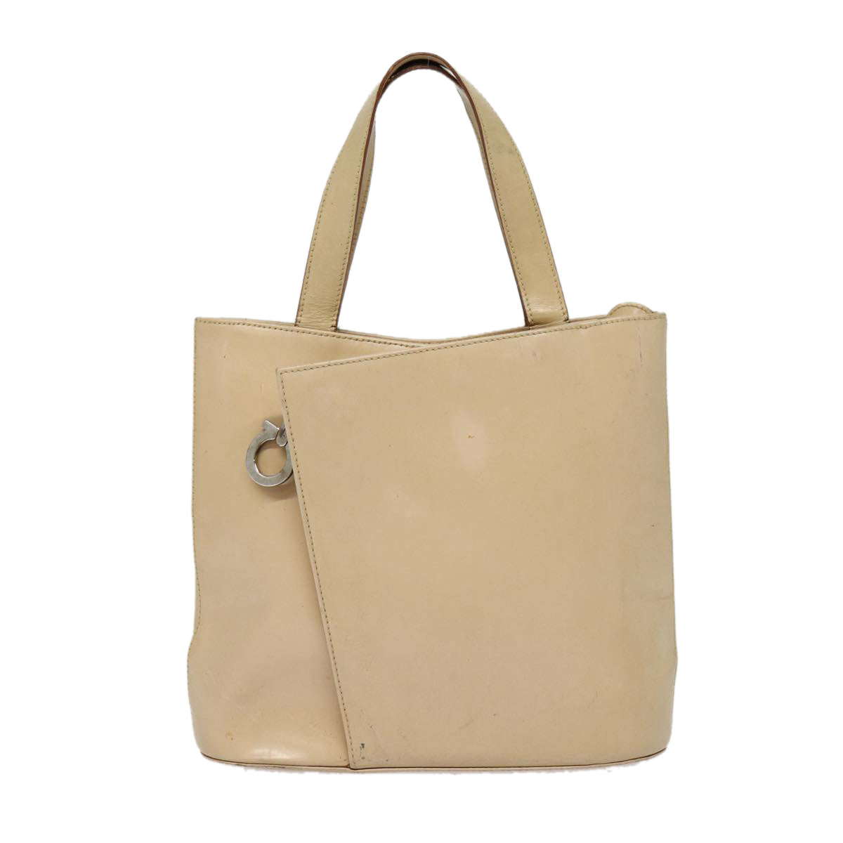 Salvatore Ferragamo Hand Bag Leather Beige Auth bs16893 - 0