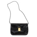 Salvatore Ferragamo Shoulder Bag Patent Leather Black Gold Auth bs16894-13