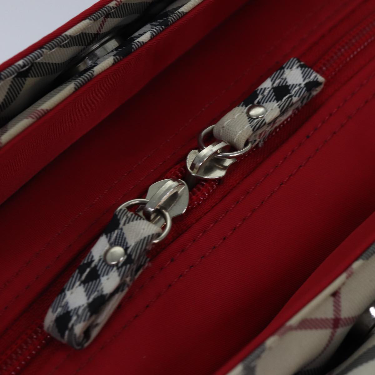 BURBERRY Nova Check Hand Bag Nylon Red Beige Auth bs16899