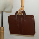 Burberrys Hand Bag Leather Bordeaux Silver Auth bs16901-25