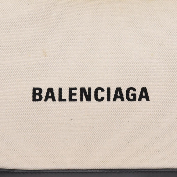 BALENCIAGA Clip M Clutch Bag Canvas Leather Beige Silver 373834 Auth bs16915